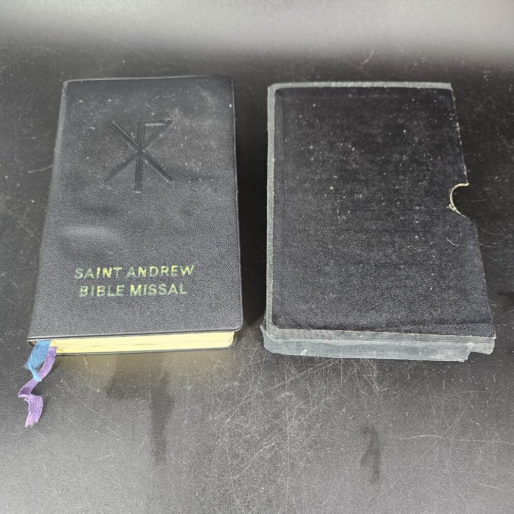 Vintage Saint Andrew Bible Missal 1962 Catholic Illustrated Slipcase Ribbons